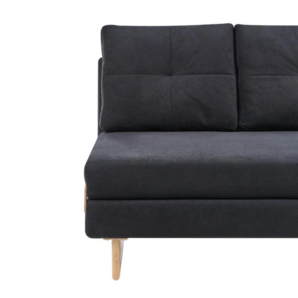 JERSLEV - 2-zits Slaapbank - Zwart - Stof - Afbeelding 9