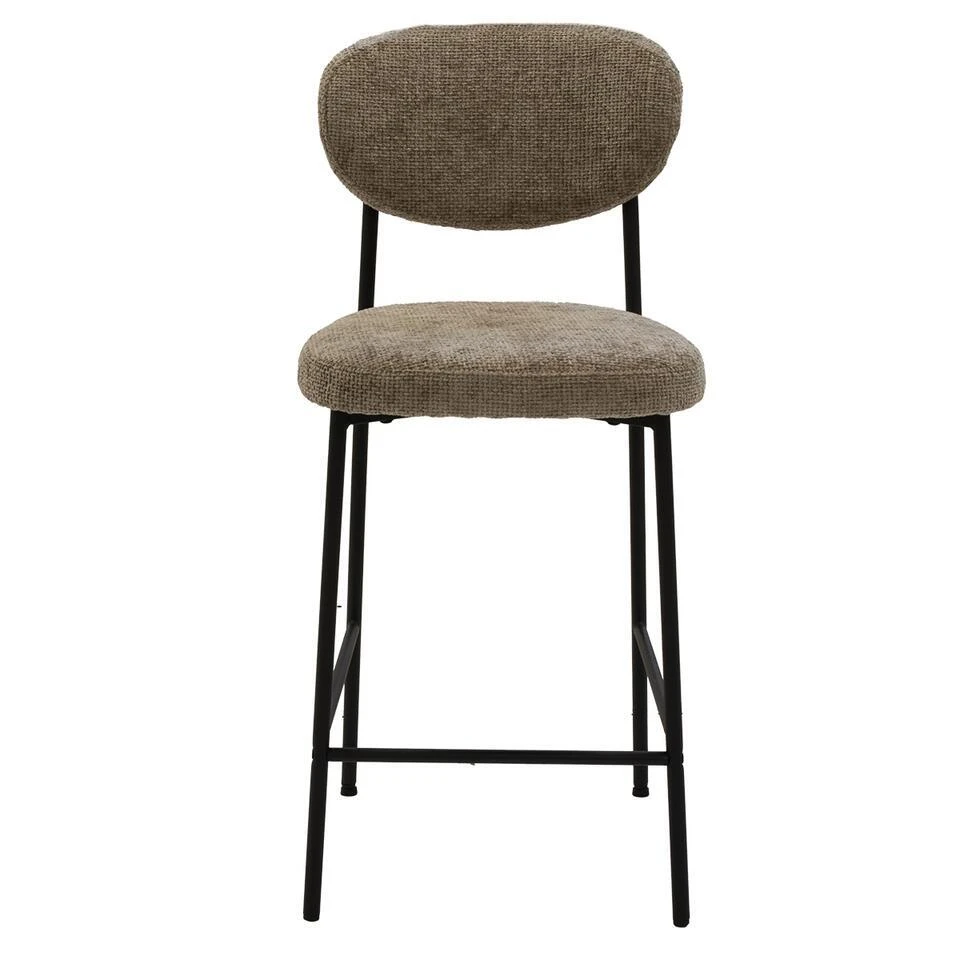 Barkruk Taupe Stof - Zithoogte 75cm - 44x50x105cm - Vajèn - Set Van 2 - Afbeelding 3