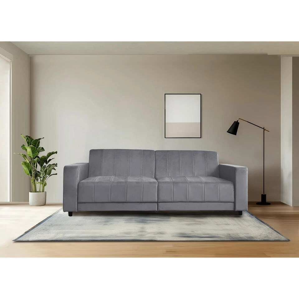 Allie II - Slaapbank 3-zits In Antraciet Fluweel - Afbeelding 5