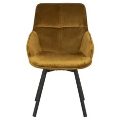 Eetkamerstoel Geel - Velvet Stof & Metaal - Zithoogte 47cm - Stoel Shannon
