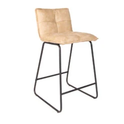 Industriële Barkruk Jelle Beige - Zithoogte 65 Cm - Stof - Beige