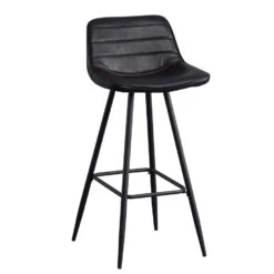 Industriële Barkruk Jack Zwart - Zithoogte 76 Cm - Kunstleder - Zwart