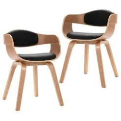 VidaXL Eetkamerstoelen 2 St Gebogen Hout En Kunstleer