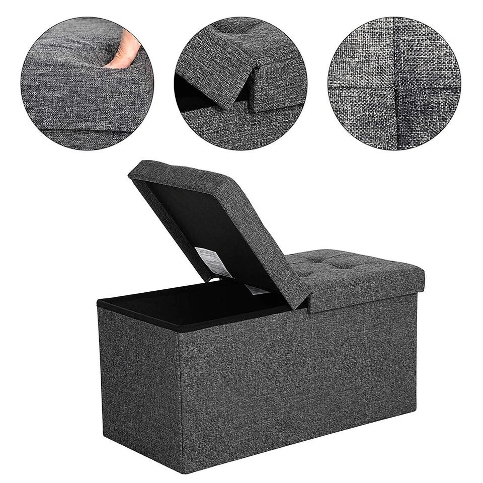 ACAZA Poef - Opvouwbaar - Zonder Poten - Stof - 76 Cm - Donkergrijs - Afbeelding 3