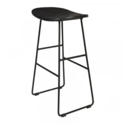 Giga Meubel Barkruk Zwart Teakhout & Metaal - Zithoogte 65cm - Kruk Tangle