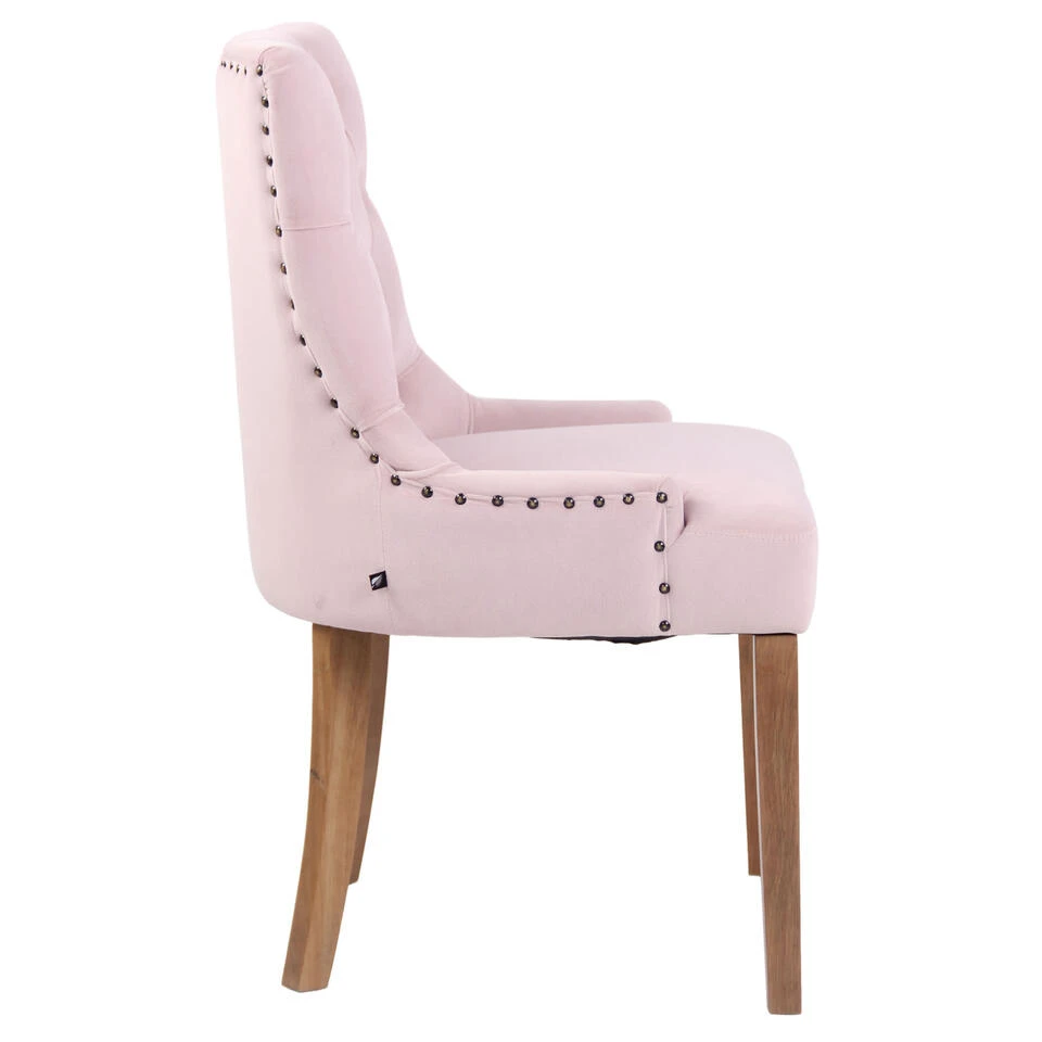 CLP Eetkamerstoel Aberdeen Licht Bruin Frame Fluweel Roze - Afbeelding 3