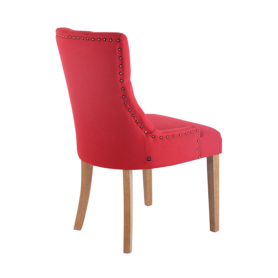 CLP Eetkamerstoel Aberdeen Licht Bruin Frame Stof Rood - Afbeelding 4