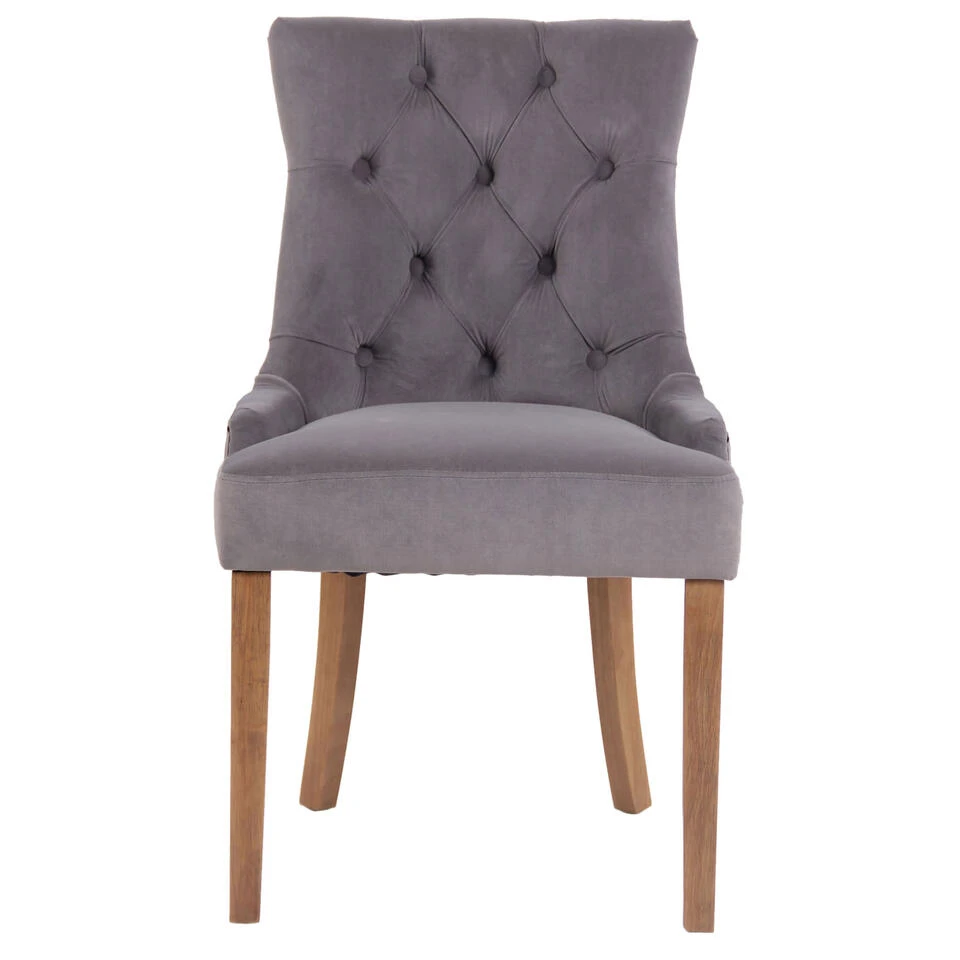 CLP Eetkamerstoel Aberdeen Licht Bruin Frame Fluweel Zilverkleurig - Afbeelding 2