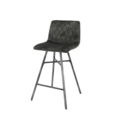 Set Van 4 Barkrukken Dana Vintage Velvet Antraciet Zithoogte 68 Cm Stof