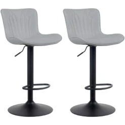 CLP Set Van 2 Barkrukken Linus Kunstleder Grijs