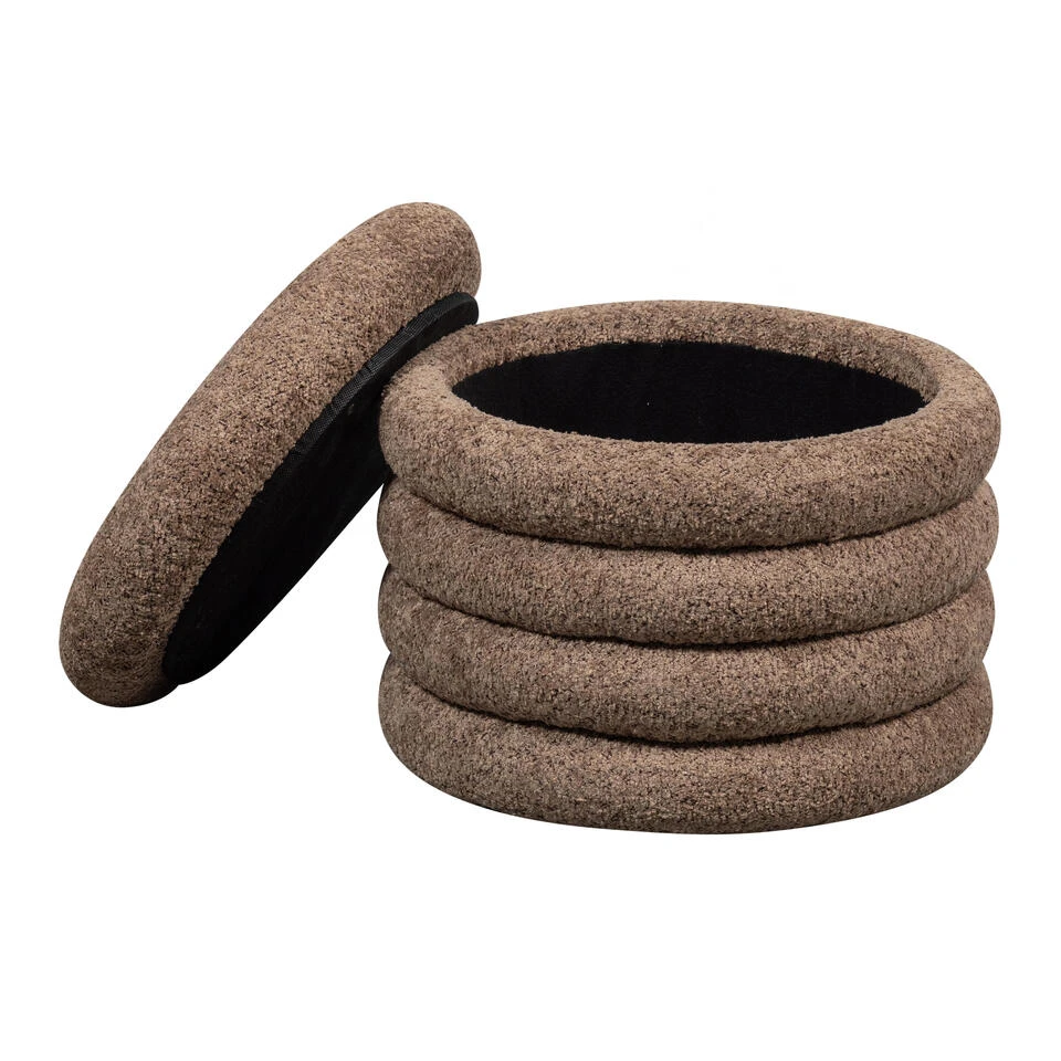 WOOOD Poef Kimi - Teddy - Bruin - 32x40x40 - Afbeelding 3