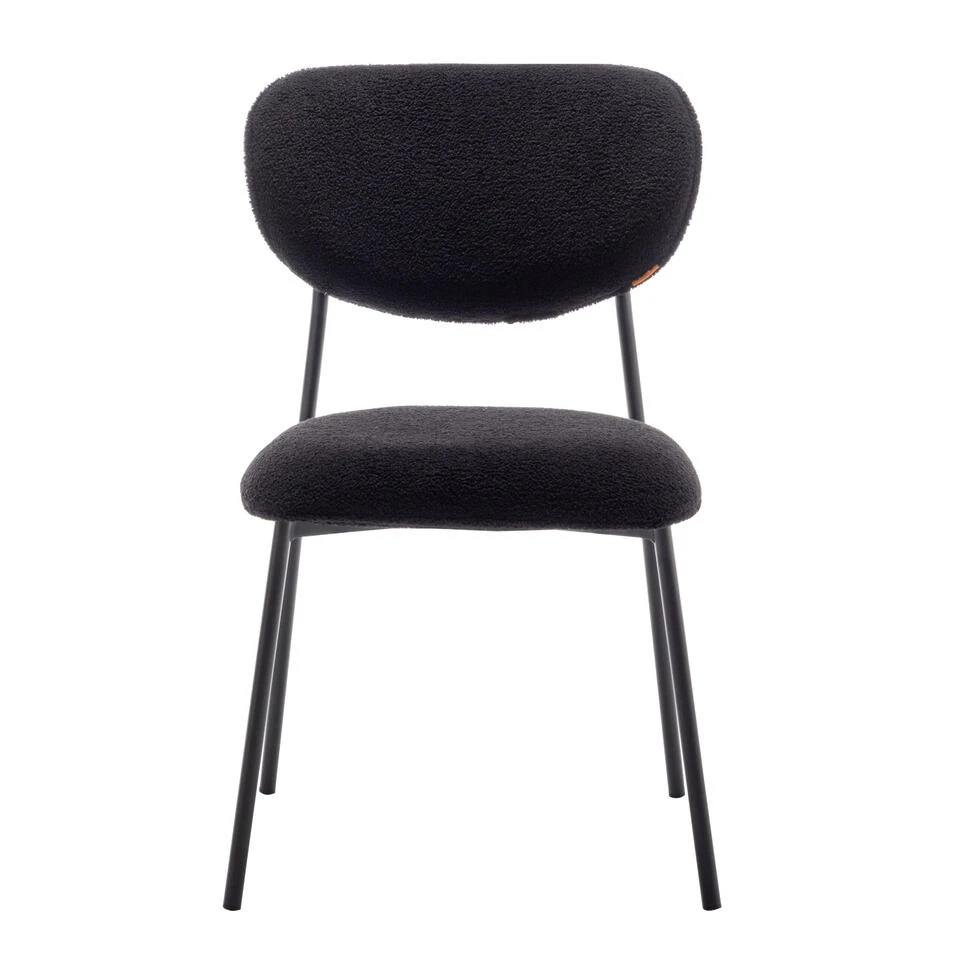 Furnihaus Eetkamerstoel Amalia Teddy Zwart Set Van 2 - Afbeelding 3