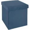 Atmosphera Poef/hocker - Opbergbox - Blauw - PU/MDF - 38 X 38 Cm