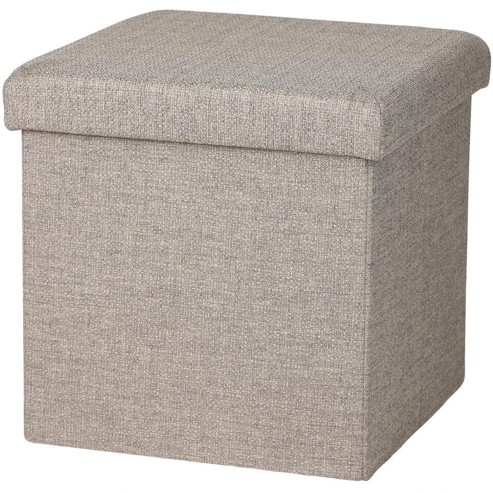 Merkloos Urban Living Poef/hocker/opbergbox - Beige - Mdf - 38 X 38 Cm