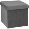 Atmosphera Poef/hocker - Opbergbox - Donkergrijs - PU/MDF - 31 X 31 Cm