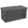 Atmosphera Poef/hocker - Opbergbox - Grijs - PU/MDF - 76 X 38 Cm