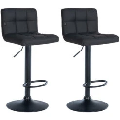 CLP Set Van 2 Barkruk Feni Zwart Frame - Kunstleer - Zwart