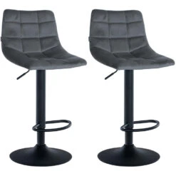 CLP Set Van 2 Barkruk Jerry Zwart Frame - Fluweel - Donkergrijs