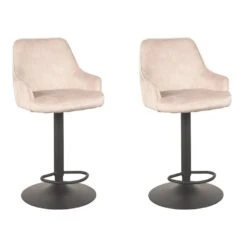 LABEL51 Barkruk Fender - Naturel - Velours - 42 X 40cm - Set Van 2