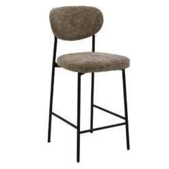 Barkruk Taupe Stof - Zithoogte 75cm - 44x50x105cm - Vajèn - Set Van 2