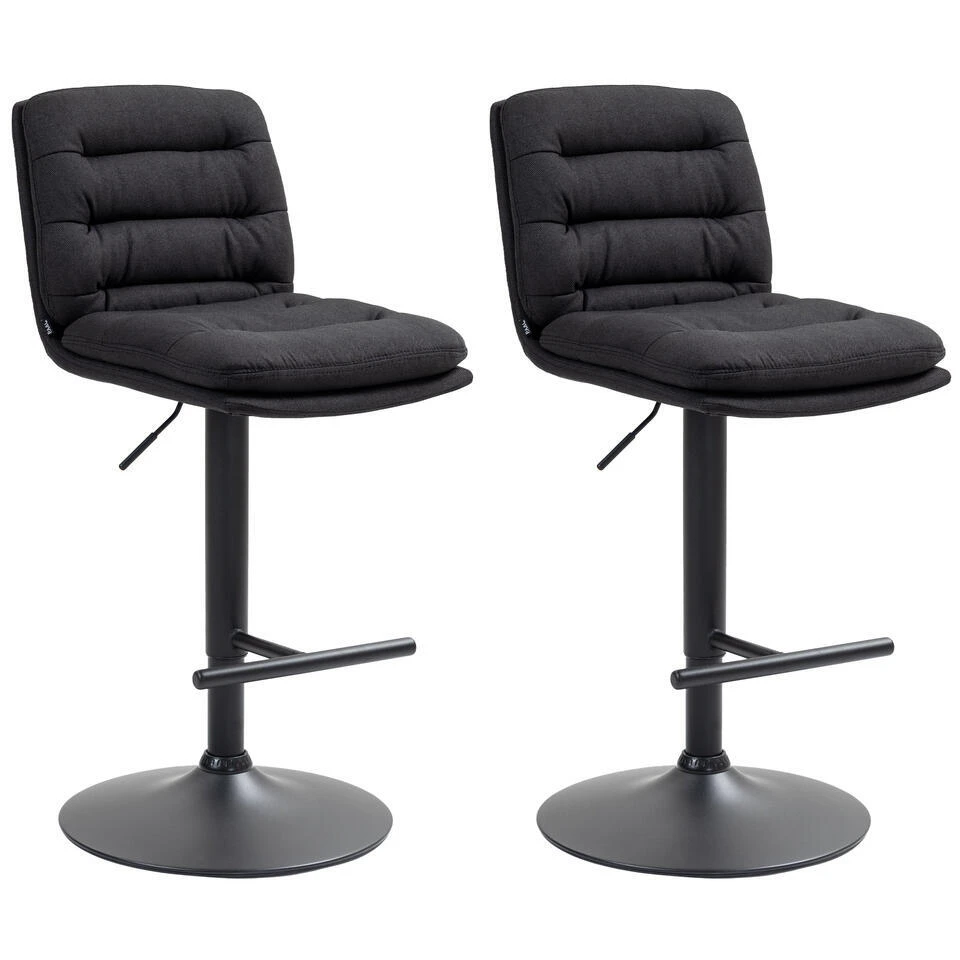 CLP Set Van 2 Barkruk Damar Zwart Frame - Stof - Zwart