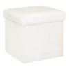 Atmosphera Poef/hocker - Opbergbox - Wit - PU/MDF - 38 X 38 Cm