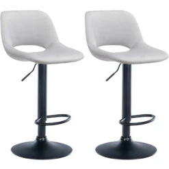 CLP Set Van 2 Barkruk Camden Mat Zwart Frame - Fluweel - Licht Grijs