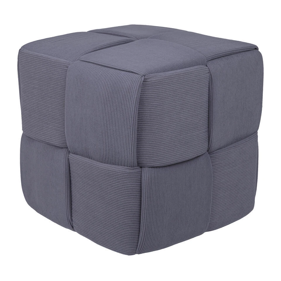QUVIO Vierkante Poef - Corduroy - 35x35 Cm - Grijs