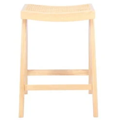 Barstoel Naturel Rotan - Zithoogte 65cm - 45x32x65cm - Jules - Set Van 2