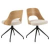 Eetkamerstoel Beige Stof - Draaibaar - 48x53x79cm - Lucas