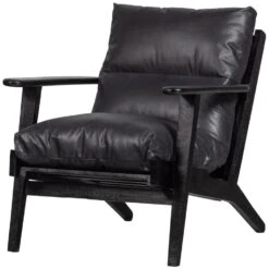 WOOOD Houston Fauteuil - Leer- Zwart - 86x71x71