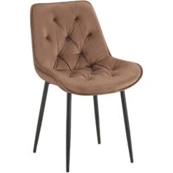 CLP Eetkamerstoel Wallace Zwart Frame - Fluweel - Bruin