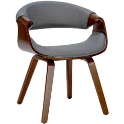 CLP Eetkamerstoel Foley Walnoot Frame - Stof - Walnoot/grijs