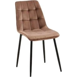 CLP Eetkamerstoel Gifford Mat Zwart Frame - Fluweel - Bruin