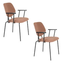 Housecraft Zelo Eetkamerstoelen Armleuning Roze- Set Van 2