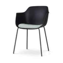 Nolon Nora-Liz Eetkamerstoel Zwart - Zacht Groen Kussen - Zwarte Poten