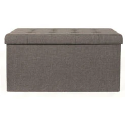 Home Deco Poef Chique - Opbergbox - Donkergrijs - 76 X 38 Cm