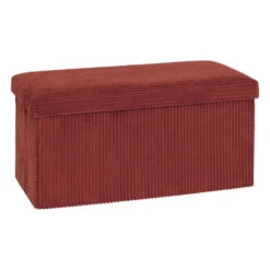 Merkloos Hocker/poef Ribcord Opvouwbaar - Donkerrood - Polyester - 76x38cm