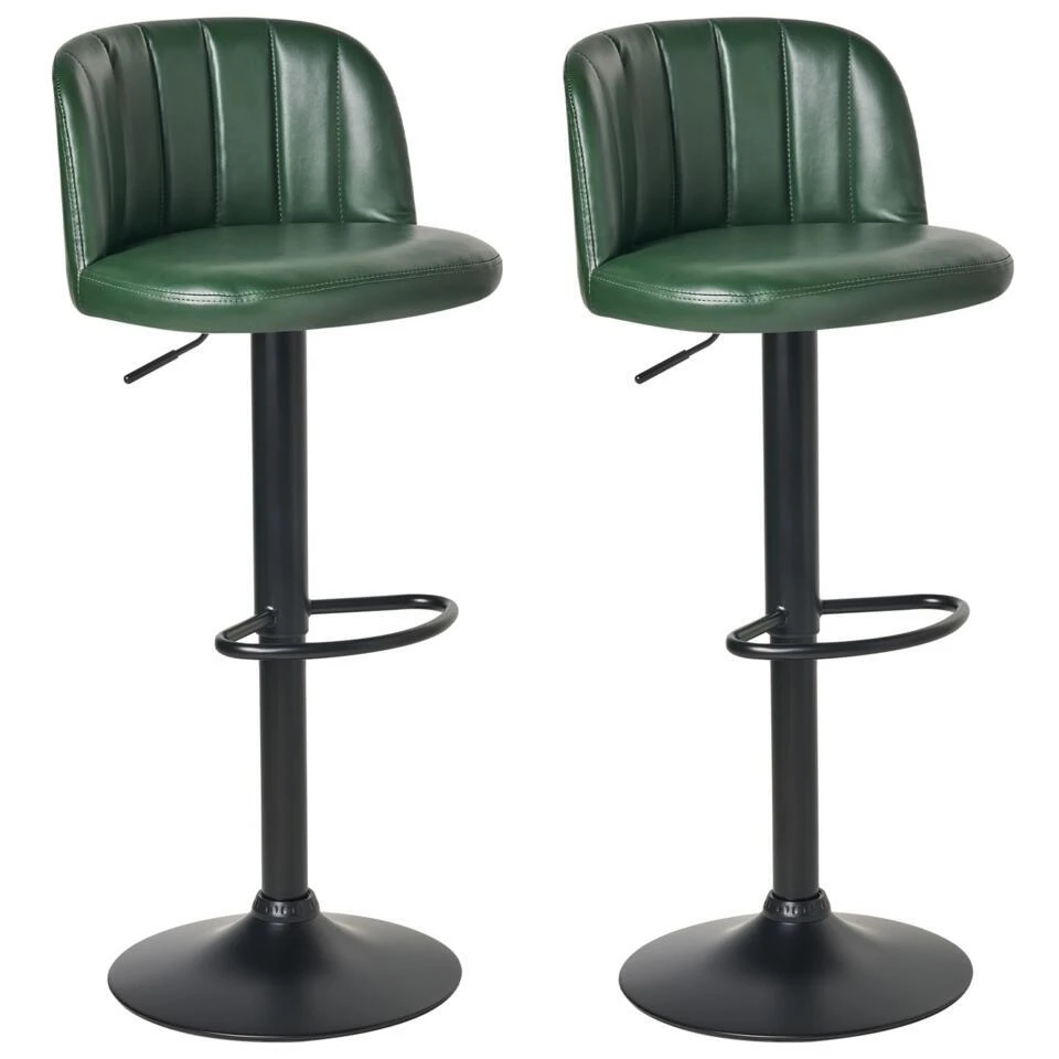 VLORE - Barkruk Set Van 2 - Donkergroen - Kunstleer