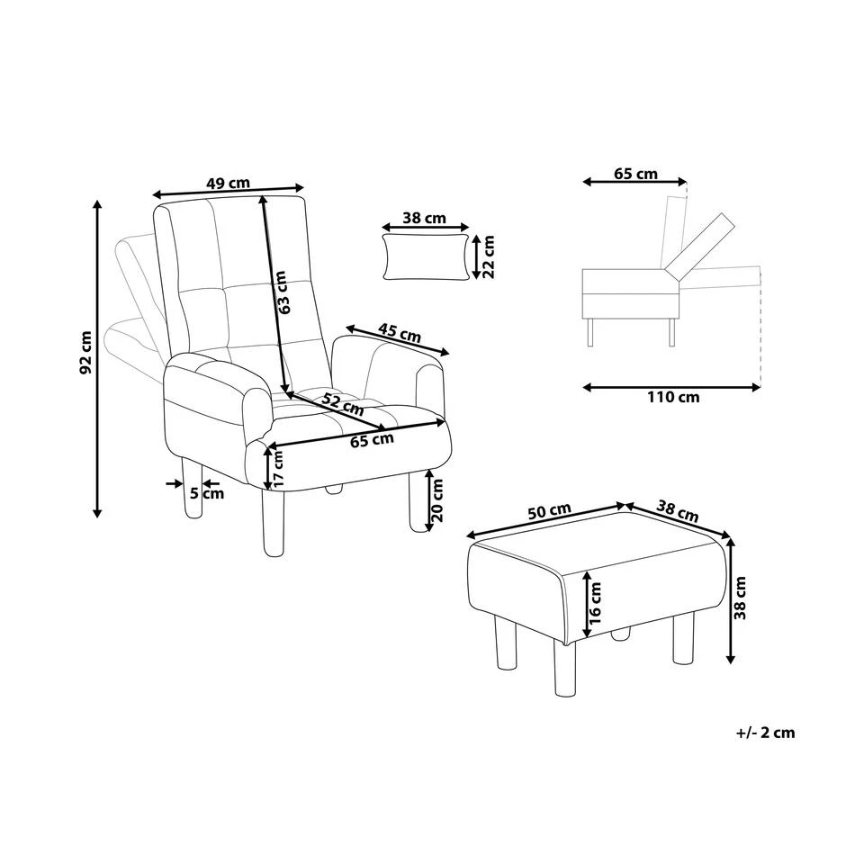 Beliani Fauteuil OLAND - Grijs Polyester - Afbeelding 3