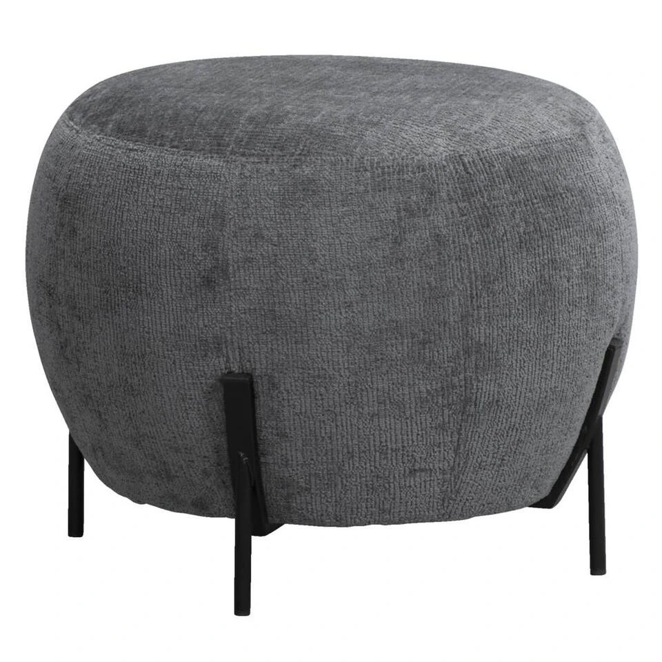Poef Rosaly - Antraciet - Ø45x35 Cm - Afbeelding 2
