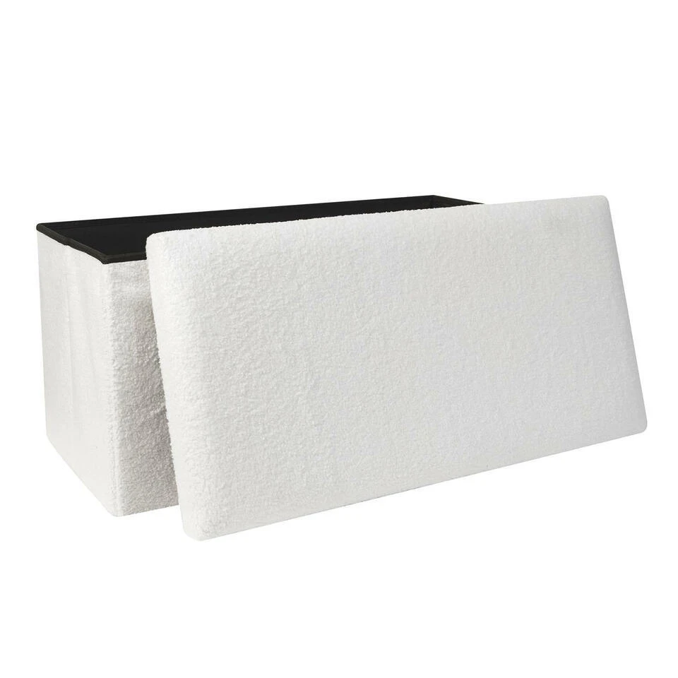 Home Deco Poef - MDF/polyester - Natuurlijk - Wit - 76 X 38 Cm - Afbeelding 5