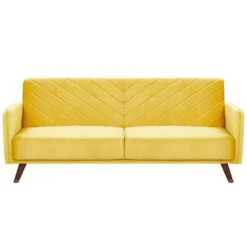 Beliani Driezitsbank - SENJA Geel Fluweel