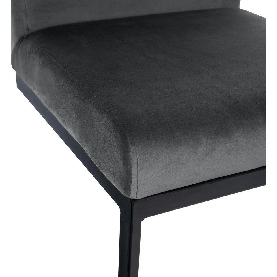 CLP Barkruk Hopewell Zwart Frame - Fluweel - Donkergrijs - Afbeelding 6