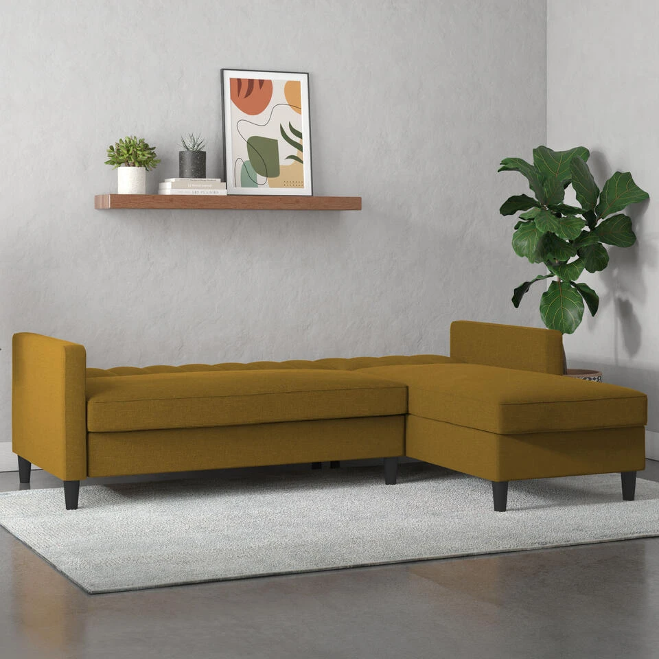 Celine - 3-zits Hoekslaapbank In Curry Stof - Afbeelding 3