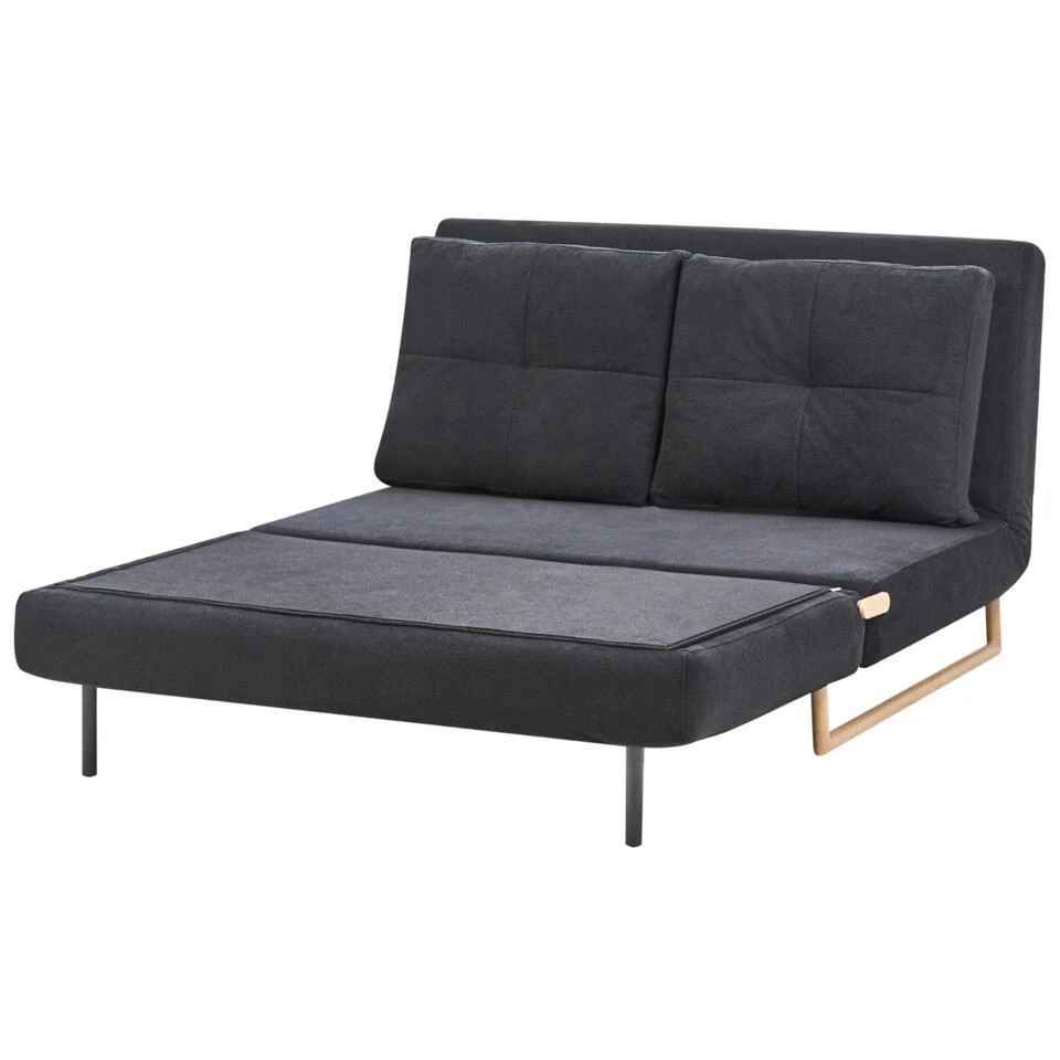 JERSLEV - 2-zits Slaapbank - Zwart - Stof - Afbeelding 6