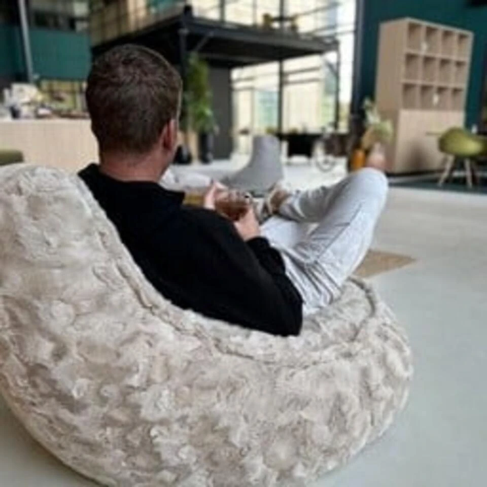 Parya Stoel Zitzak Bont - Zitzakfauteuil - Woonkamerzitzak - Beige - Senior - Afbeelding 4