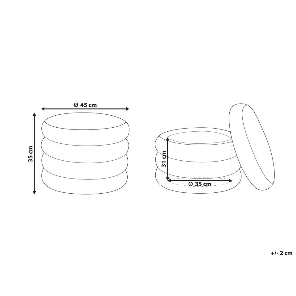 Beliani Poef BREWTON - Bruin Fluweel - Afbeelding 3