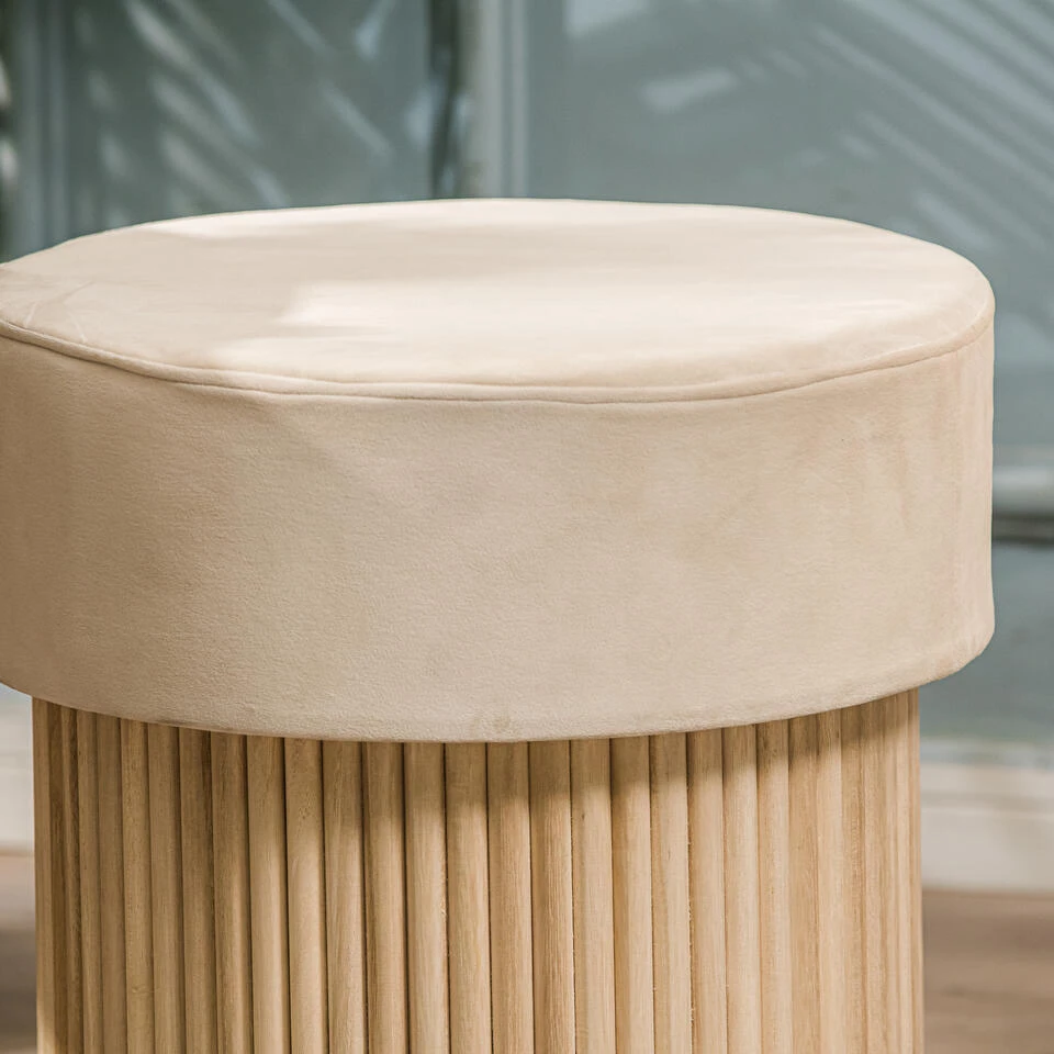 Poef En Fluwelen Beige - Afbeelding 6