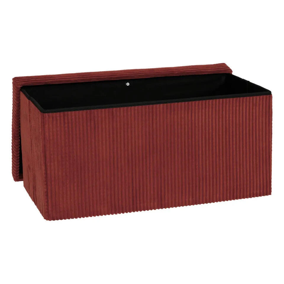 Merkloos Hocker/poef Ribcord Opvouwbaar - Donkerrood - Polyester - 76x38cm - Afbeelding 2